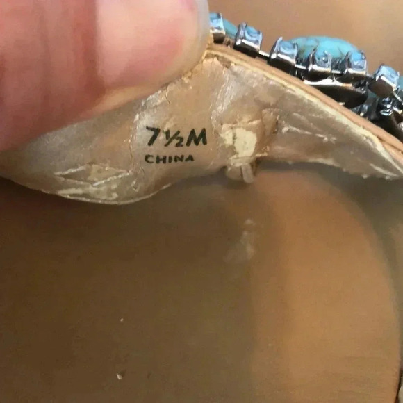 STUART WEITZMAN Flip Flop Bejeweled Turquoise Statement Sandal - Picture 5 of 8